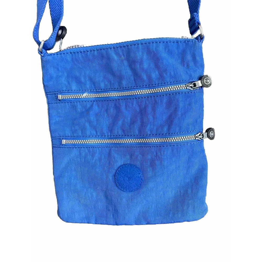 Kipling Keiko Nylon Mini Crossbody Bag Polar Blue NO Charm 3 Zip  VGC 6.5"x7"